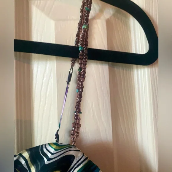 Laundry by Shelli Segal silk dress w/ beaded straps size 4 multicolor Y2K - Picture 2 of 7